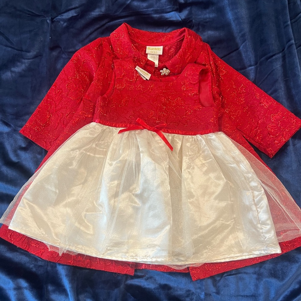 Red and White Baby Dress with Bow